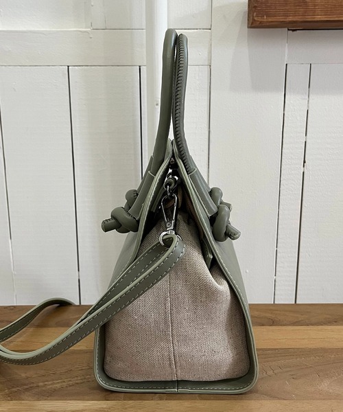 CAPRICIEUX LE'MAGE（カプリシューレマージュ）の「リネン巾着ラウンドショルダーバッグ（ショルダーバッグ・レディース・ブラック/ベージュ/カーキ・FREE）」の13枚目の写真