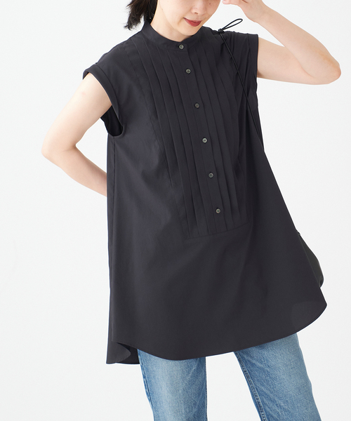 journal standard L'essage（ジャーナルスタンダードレサージュ）の「ピンタックノースリーブシャツ（シャツ/ブラウス・レディース・ホワイト/ブラック/ブラウン系その他・FREE）」の3枚目の写真