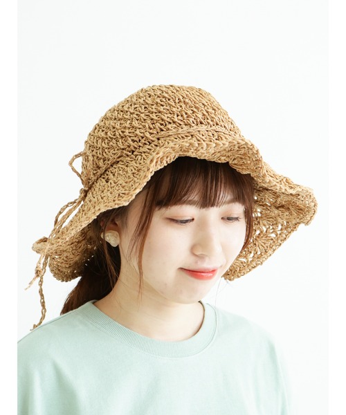 Samansa Mos2(サマンサ モスモス)の「ペーパーワイドハット(ハット・レディース・ベージュ/ブラウン・フリ-)」の2枚目の写真