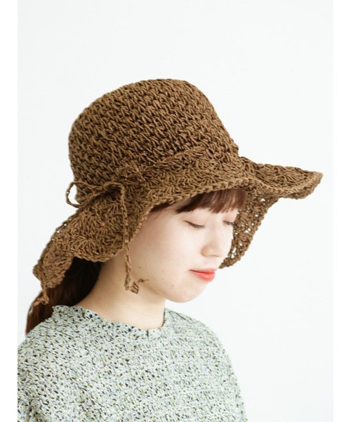 Samansa Mos2(サマンサ モスモス)の「ペーパーワイドハット(ハット・レディース・ベージュ/ブラウン・フリ-)」の1枚目の写真
