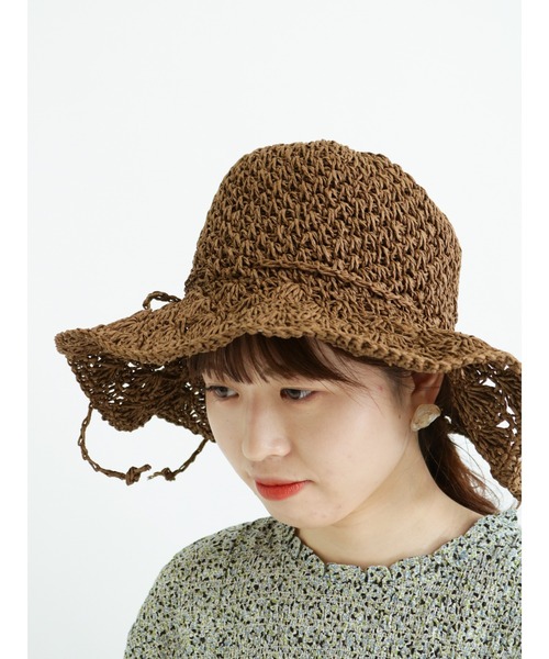 Samansa Mos2(サマンサ モスモス)の「ペーパーワイドハット(ハット・レディース・ベージュ/ブラウン・フリ-)」の9枚目の写真