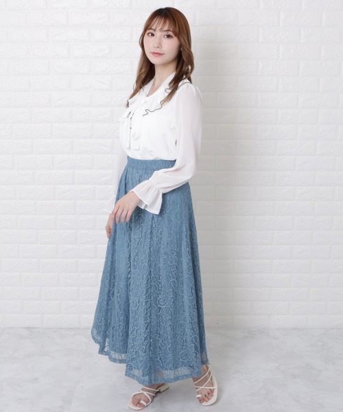 Lace Ladies(レースレディース)の「配色ラッフルボウタイブラウス(シャツ/ブラウス・レディース・ホワイト/ブラック・M/XL/L/S)」の7枚目の写真