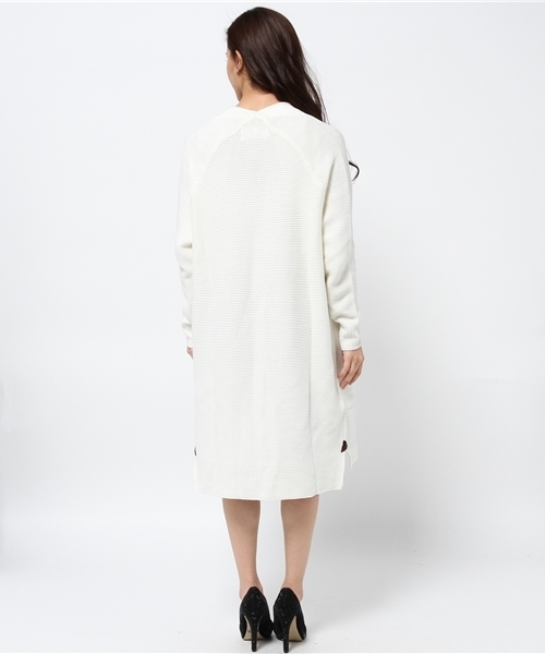 CIAOPANIC（チャオパニック）の「【Ciaopanic】綿混ガーター編みLONGC/D（カーディガン/ボレロ・レディース・オフホワイト/グレー/ライトブルー・FREE）」の6枚目の写真