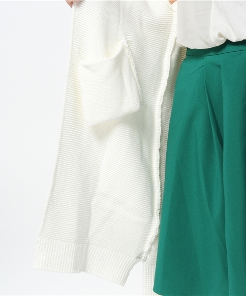 CIAOPANIC（チャオパニック）の「【Ciaopanic】綿混ガーター編みLONGC/D（カーディガン/ボレロ・レディース・オフホワイト/グレー/ライトブルー・FREE）」の11枚目の写真