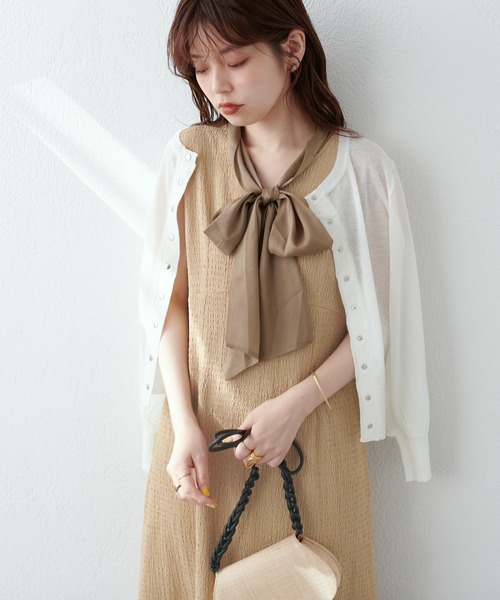 natural couture(ナチュラルクチュール)の「WEB限定/ラメシアーボータイポコポコカットワンピース(ワンピース・レディース・ブラック/ブラウン/ベージュ・FREE)」の3枚目の写真