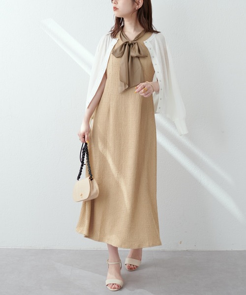 natural couture(ナチュラルクチュール)の「WEB限定/ラメシアーボータイポコポコカットワンピース(ワンピース・レディース・ブラック/ブラウン/ベージュ・FREE)」の22枚目の写真