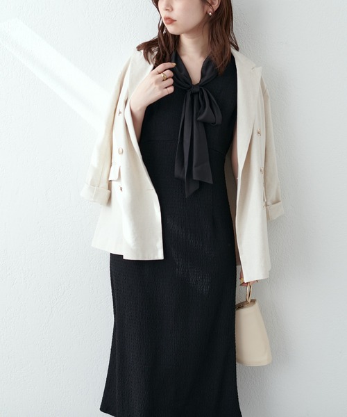 natural couture(ナチュラルクチュール)の「WEB限定/ラメシアーボータイポコポコカットワンピース(ワンピース・レディース・ブラック/ブラウン/ベージュ・FREE)」の16枚目の写真