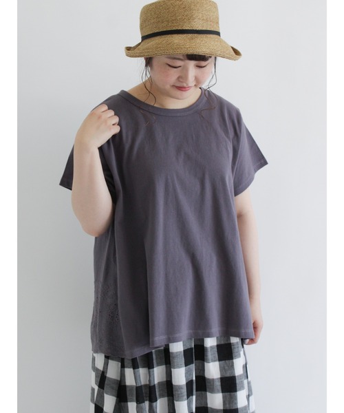 Samansa Mos2（サマンサ モスモス）の「バックレース半袖カットソー（Tシャツ/カットソー・レディース・パープル/ネイビー/オフホワイト/ミント・ﾌﾘ-）」の4枚目の写真