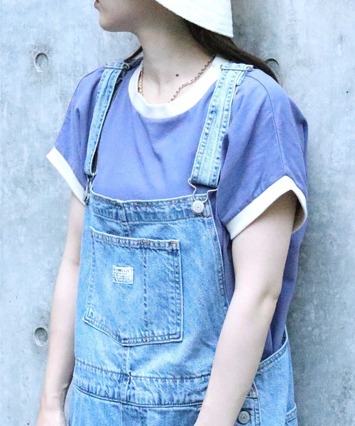HONEYSUCKLE ROSE(ハニーサックルローズ)の「【HONEYSUCKLE ROSE】リンガーフレンチスリーブ(Tシャツ/カットソー・レディース・ブルー/ホワイト・M/L)」の1枚目の写真
