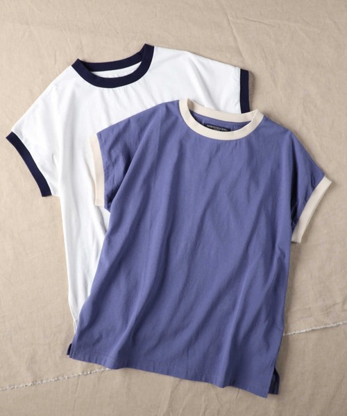 HONEYSUCKLE ROSE(ハニーサックルローズ)の「【HONEYSUCKLE ROSE】リンガーフレンチスリーブ(Tシャツ/カットソー・レディース・ブルー/ホワイト・M/L)」の3枚目の写真