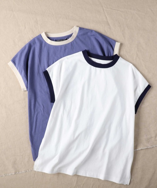 HONEYSUCKLE ROSE(ハニーサックルローズ)の「【HONEYSUCKLE ROSE】リンガーフレンチスリーブ(Tシャツ/カットソー・レディース・ブルー/ホワイト・M/L)」の4枚目の写真