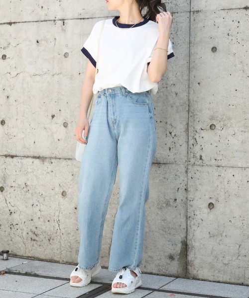 HONEYSUCKLE ROSE(ハニーサックルローズ)の「【HONEYSUCKLE ROSE】リンガーフレンチスリーブ(Tシャツ/カットソー・レディース・ブルー/ホワイト・M/L)」の11枚目の写真