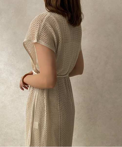 apres jour clair(アプレジュールクレア)の「【apres jour clair】メッシュニットワンピース【ZOZOTOWN限定アイテム】(ワンピース・レディース・アイボリー/グリーン/ベージュ・X-LARGE/フリー)」の8枚目の写真