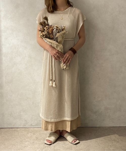 apres jour clair(アプレジュールクレア)の「【apres jour clair】メッシュニットワンピース【ZOZOTOWN限定アイテム】(ワンピース・レディース・アイボリー/グリーン/ベージュ・X-LARGE/フリー)」の9枚目の写真