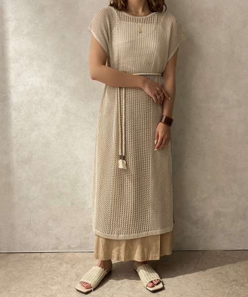 apres jour clair(アプレジュールクレア)の「【apres jour clair】メッシュニットワンピース【ZOZOTOWN限定アイテム】(ワンピース・レディース・アイボリー/グリーン/ベージュ・X-LARGE/フリー)」の11枚目の写真