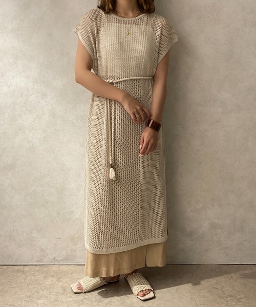 apres jour clair(アプレジュールクレア)の「【apres jour clair】メッシュニットワンピース【ZOZOTOWN限定アイテム】(ワンピース・レディース・アイボリー/グリーン/ベージュ・X-LARGE/フリー)」の12枚目の写真