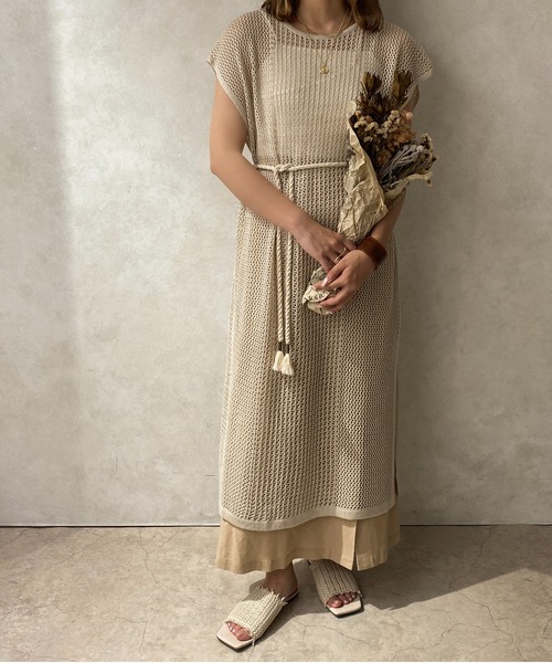 apres jour clair(アプレジュールクレア)の「【apres jour clair】メッシュニットワンピース【ZOZOTOWN限定アイテム】(ワンピース・レディース・アイボリー/グリーン/ベージュ・X-LARGE/フリー)」の10枚目の写真