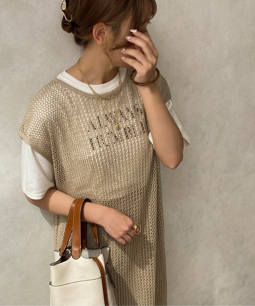 apres jour clair(アプレジュールクレア)の「【apres jour clair】メッシュニットワンピース【ZOZOTOWN限定アイテム】(ワンピース・レディース・アイボリー/グリーン/ベージュ・X-LARGE/フリー)」の14枚目の写真
