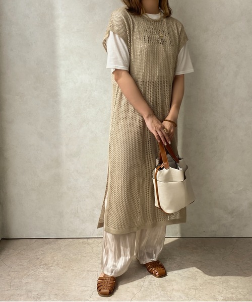 apres jour clair(アプレジュールクレア)の「【apres jour clair】メッシュニットワンピース【ZOZOTOWN限定アイテム】(ワンピース・レディース・アイボリー/グリーン/ベージュ・X-LARGE/フリー)」の18枚目の写真