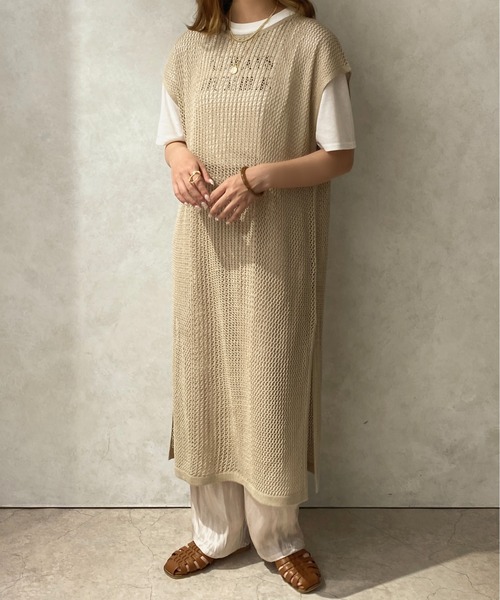 apres jour clair(アプレジュールクレア)の「【apres jour clair】メッシュニットワンピース【ZOZOTOWN限定アイテム】(ワンピース・レディース・アイボリー/グリーン/ベージュ・X-LARGE/フリー)」の22枚目の写真