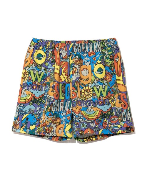 go slow caravan（ゴースローキャラバン）の「4WAYストレッチサッカー総柄プリントイージーショーツ（その他パンツ・メンズ・その他1/ブラック系その他/パープル系その他・MEDIUM/X-LARGE/LARGE）」の3枚目の写真