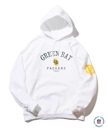 NBA/NFL/NHL/MLB（エヌビーエーエヌエフエルエヌエイチエルエムエルビー）の「ROOPTOKYO別注:NFL PACKERS HOODIE プルオーバーパーカー カレッジロゴ オーバーサイズ（パーカー・メンズ）」