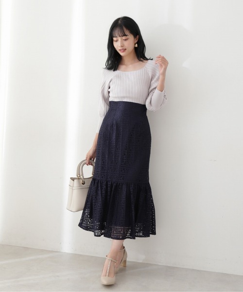 PROPORTION BODY DRESSING（プロポーションボディドレッシング）の「スクエアレースマーメイドスカート / 1212220805（スカート・レディース・パープル/ネイビー/グレー・SMALL/MEDIUM）」の7枚目の写真