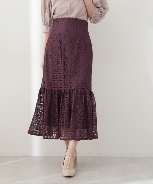 PROPORTION BODY DRESSING（プロポーションボディドレッシング）の「スクエアレースマーメイドスカート / 1212220805（スカート・レディース・パープル/ネイビー/グレー・SMALL/MEDIUM）」の5枚目の写真