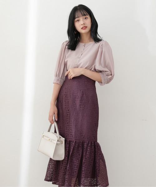 PROPORTION BODY DRESSING（プロポーションボディドレッシング）の「スクエアレースマーメイドスカート / 1212220805（スカート・レディース・パープル/ネイビー/グレー・SMALL/MEDIUM）」の10枚目の写真