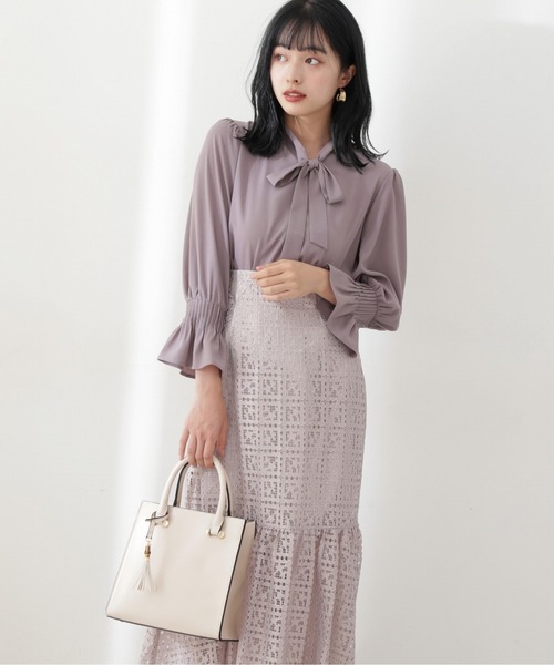 PROPORTION BODY DRESSING（プロポーションボディドレッシング）の「スクエアレースマーメイドスカート / 1212220805（スカート・レディース・パープル/ネイビー/グレー・SMALL/MEDIUM）」の4枚目の写真