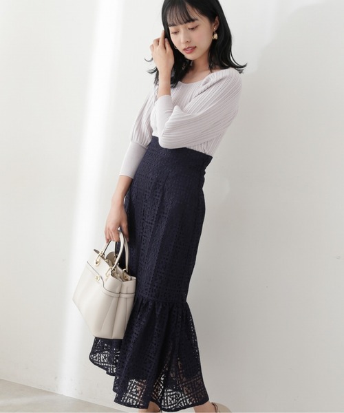 PROPORTION BODY DRESSING（プロポーションボディドレッシング）の「スクエアレースマーメイドスカート / 1212220805（スカート・レディース・パープル/ネイビー/グレー・SMALL/MEDIUM）」の16枚目の写真