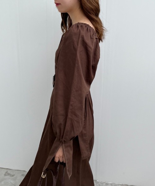 one after another NICE CLAUP(ワンアフターアナザーナイスクラップ)の「ベルトセットロングワンピース(ワンピース・レディース・ネイビー/ブラウン/ホワイト系その他・FREE)」の6枚目の写真