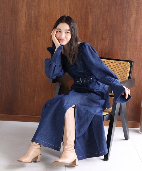 セール】ベルトセットロングワンピース（ワンピース）｜one after