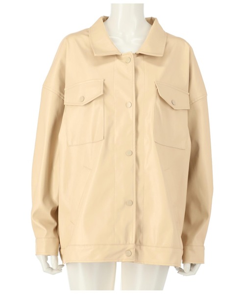 ANAP（アナップ）の「フェイクレザーオーバージャケット（カバーオール・レディース・ブラック/アイボリー・FREE）」の8枚目の写真