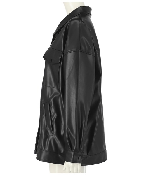 ANAP（アナップ）の「フェイクレザーオーバージャケット（カバーオール・レディース・ブラック/アイボリー・FREE）」の10枚目の写真