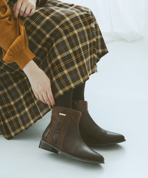 【セール】マテリアルコンビショートブーツ(21760238)JELLY BEANS(ジェリービーンズ)（ブーツ）｜JELLY BEANS