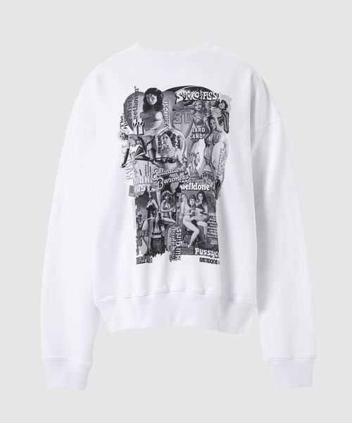 WE11DONE(ウェルダン)の「MOVIE COLLAGE SWEATSHIRT(スウェット・レディース・ブラック/ホワイト・S/M)」の1枚目の写真