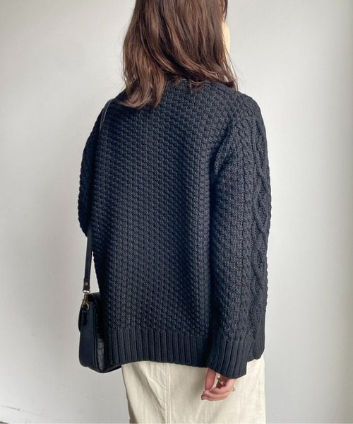 CPCM（シーピーシーエム）の「ざっくり編みケーブルニットカーディガン（カーディガン/ボレロ・レディース・アイボリー/レッド/サックスブルー/ブラック・FREE）」の18枚目の写真