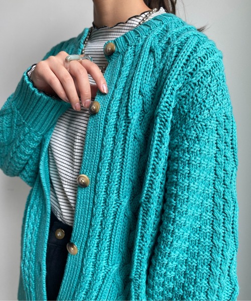 CPCM（シーピーシーエム）の「ざっくり編みケーブルニットカーディガン（カーディガン/ボレロ・レディース・アイボリー/レッド/サックスブルー/ブラック・FREE）」の14枚目の写真