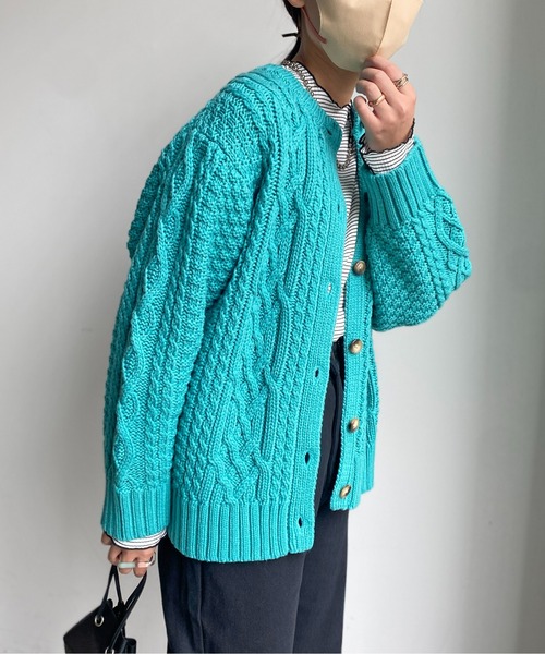 CPCM（シーピーシーエム）の「ざっくり編みケーブルニットカーディガン（カーディガン/ボレロ・レディース・アイボリー/レッド/サックスブルー/ブラック・FREE）」の10枚目の写真