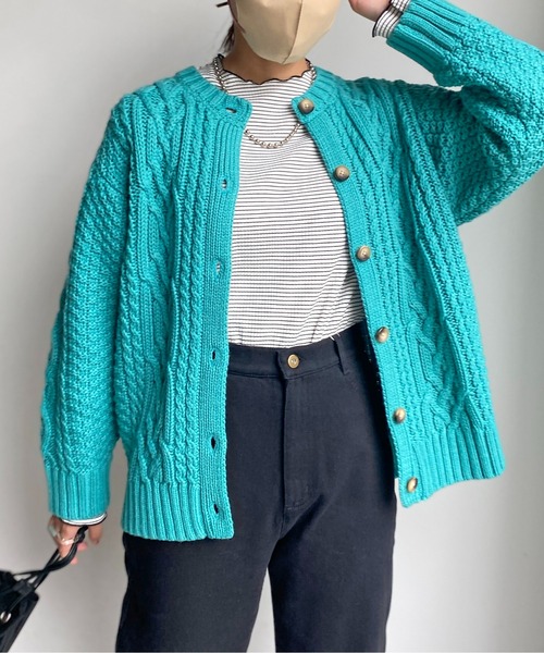 CPCM（シーピーシーエム）の「ざっくり編みケーブルニットカーディガン（カーディガン/ボレロ・レディース・アイボリー/レッド/サックスブルー/ブラック・FREE）」の15枚目の写真