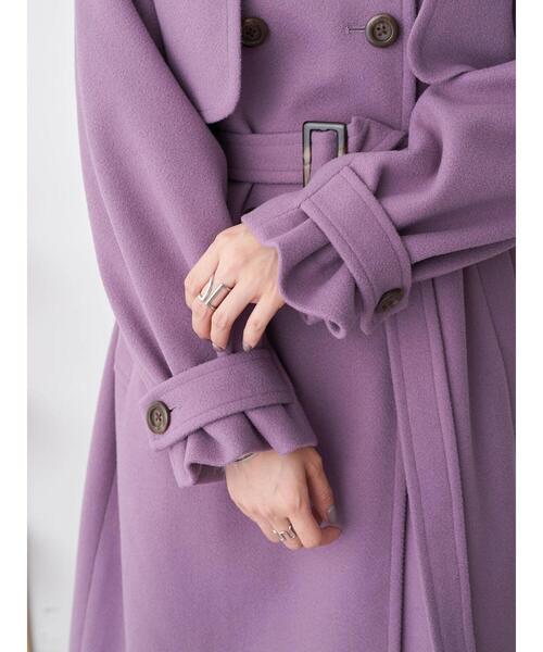 【美品】アルベロベロ　ロングコート　リバーシブル　パープル セール】 ビーバースタンドカラーコート （トレンチコート