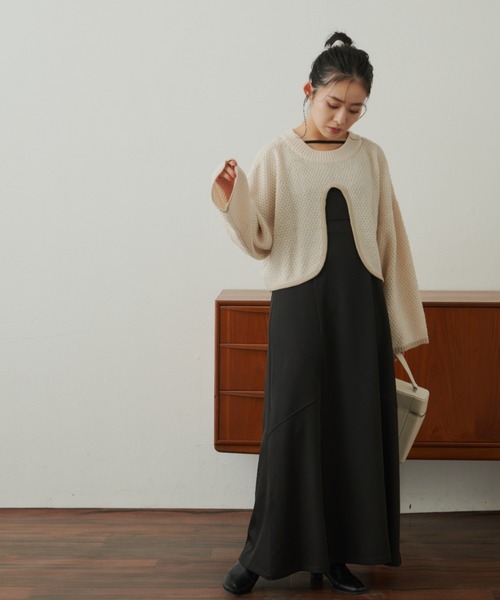 VANNIE U（ヴァニーユー）の「ターンオープンミックスニット（ニット/セーター・レディース・グリーン/ベージュ/アイボリー・FREE）」の18枚目の写真