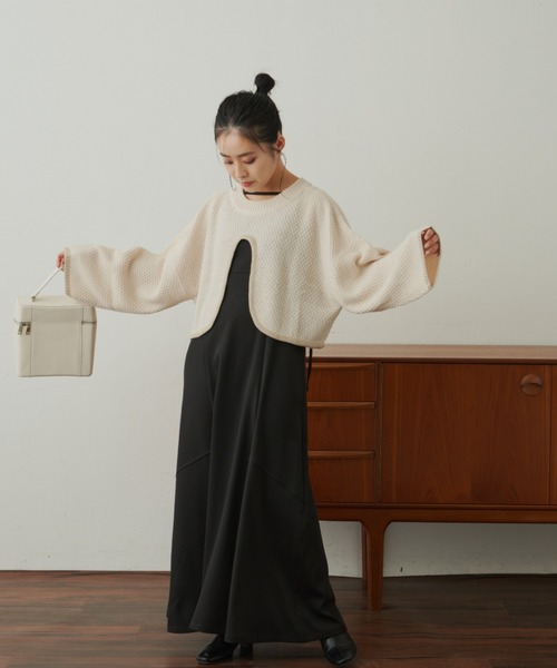 VANNIE U（ヴァニーユー）の「ターンオープンミックスニット（ニット/セーター・レディース・グリーン/ベージュ/アイボリー・FREE）」の22枚目の写真