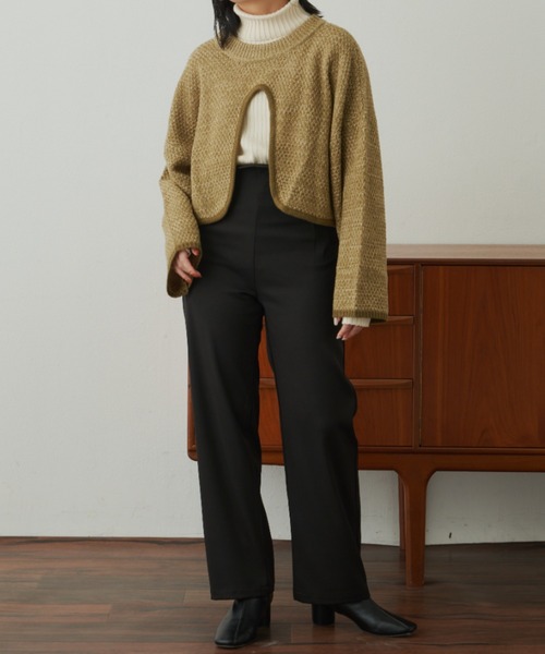 VANNIE U（ヴァニーユー）の「ターンオープンミックスニット（ニット/セーター・レディース・グリーン/ベージュ/アイボリー・FREE）」の8枚目の写真