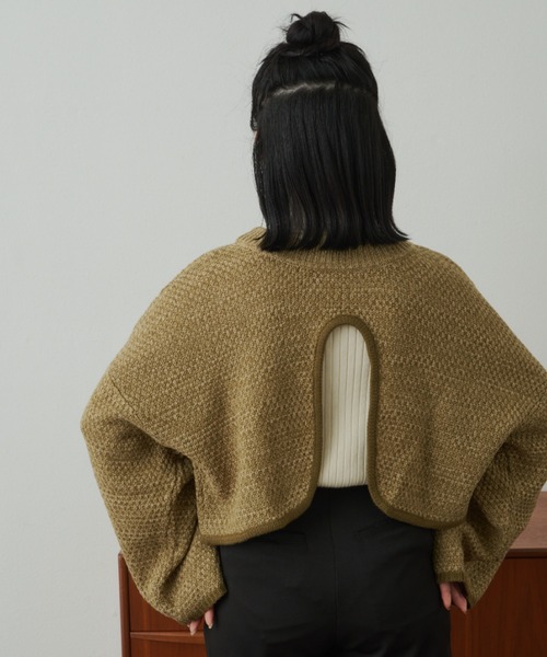 VANNIE U（ヴァニーユー）の「ターンオープンミックスニット（ニット/セーター・レディース・グリーン/ベージュ/アイボリー・FREE）」の14枚目の写真