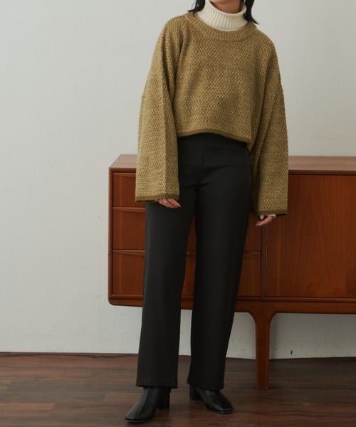 VANNIE U（ヴァニーユー）の「ターンオープンミックスニット（ニット/セーター・レディース・グリーン/ベージュ/アイボリー・FREE）」の15枚目の写真