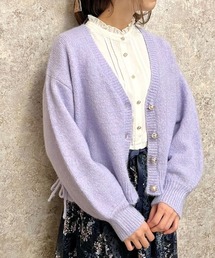 サイド編み上げニットカーデ