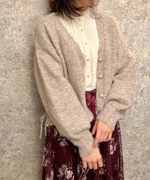 axes femme(アクシーズファム)の「サイド編み上げニットカーデ(カーディガン/ボレロ・レディース・モカ/ラベンダー/ホワイト・FREE)」の3枚目の写真