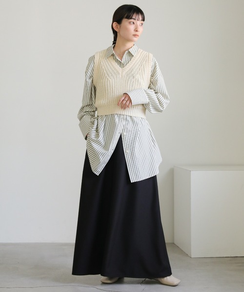 select MOCA（セレクトモカ）の「フレアロングスカート（スカート・レディース・アイボリー/ブラック・SMALL/MEDIUM）」の4枚目の写真